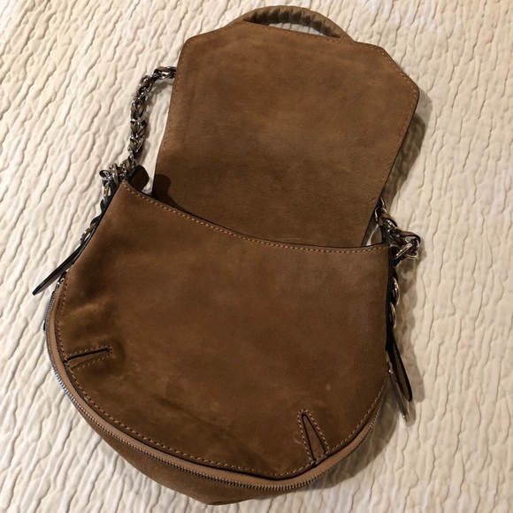 Camel/Brown Suede Rag & Bone Crossbody Chain Bag - Picture 3 of 7